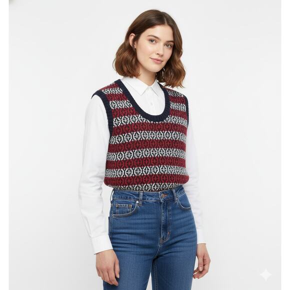 EUC VTG 50s/60s Fair Isle Sweater Vest I Magnin Shetland Wool Preppy Sz 44 - Picture 2 of 14